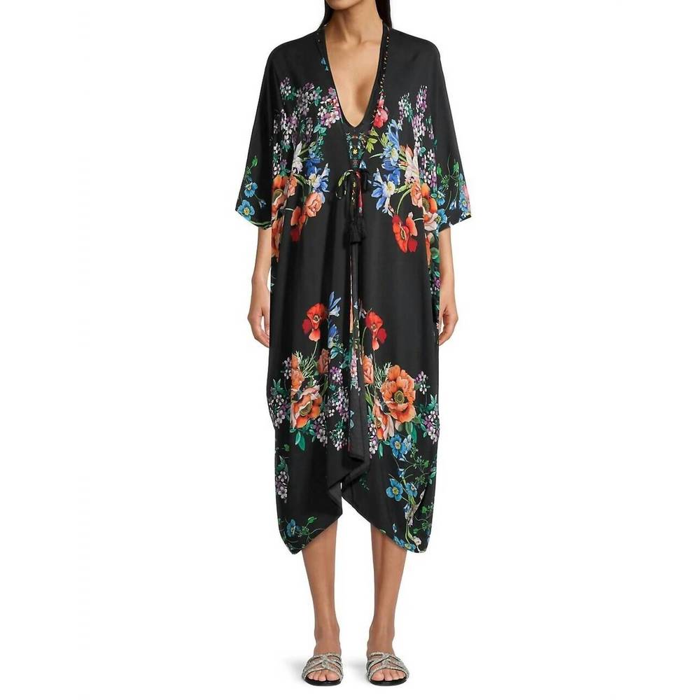 NEW JOHNNY WAS flower arch midi-length kimono in multi